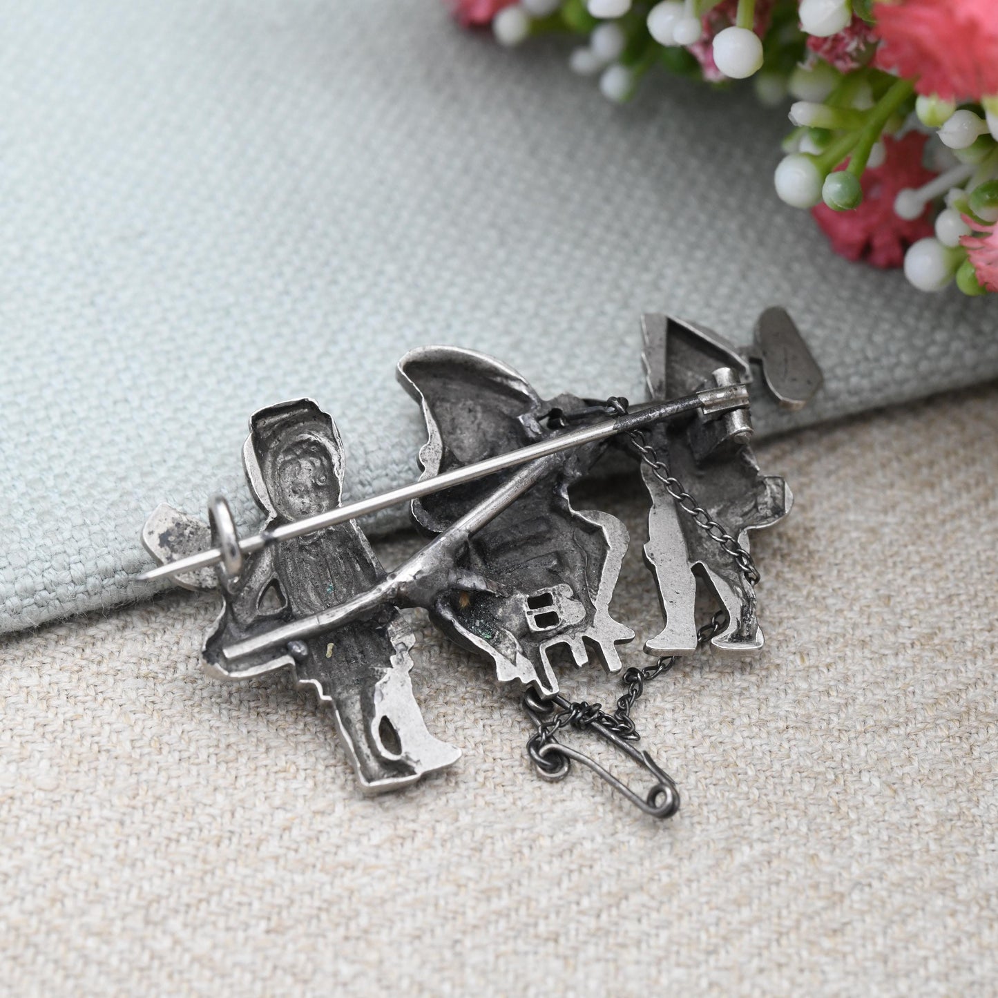 Antique Working Children Brooch Fillpot Character in Tricorn Hat - c. 1910s - 1930s True Vintage Collectable Unusual Figural Jewellery