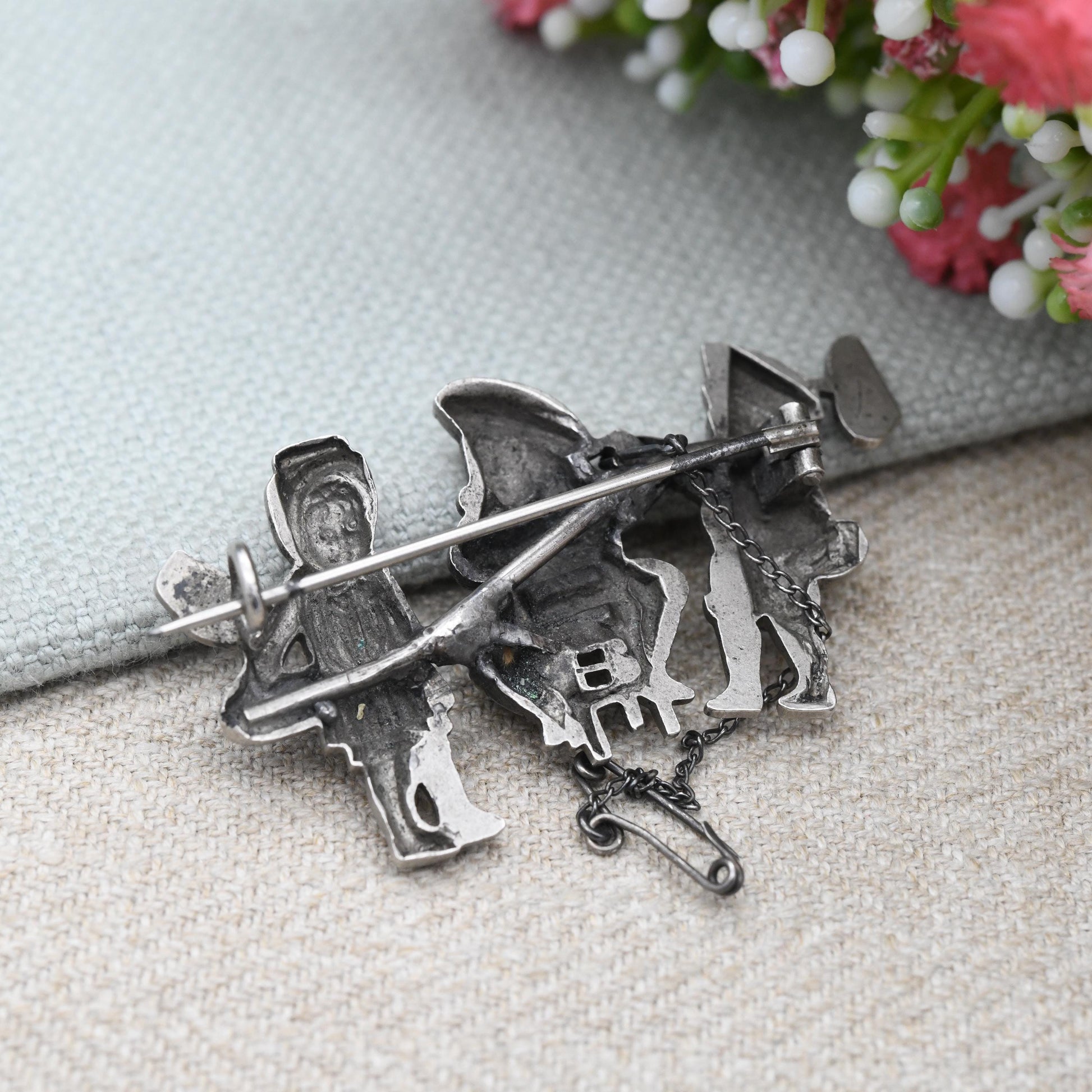 Antique Working Children Brooch Fillpot Character in Tricorn Hat - c. 1910s - 1930s True Vintage Collectable Unusual Figural Jewellery