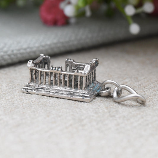 Vintage Silver Athens Parthenon Charm Pendant - Ruined Temple | Ancient Greece Souvenir | Acropolis Souvenir Gift for Charm Bracelet