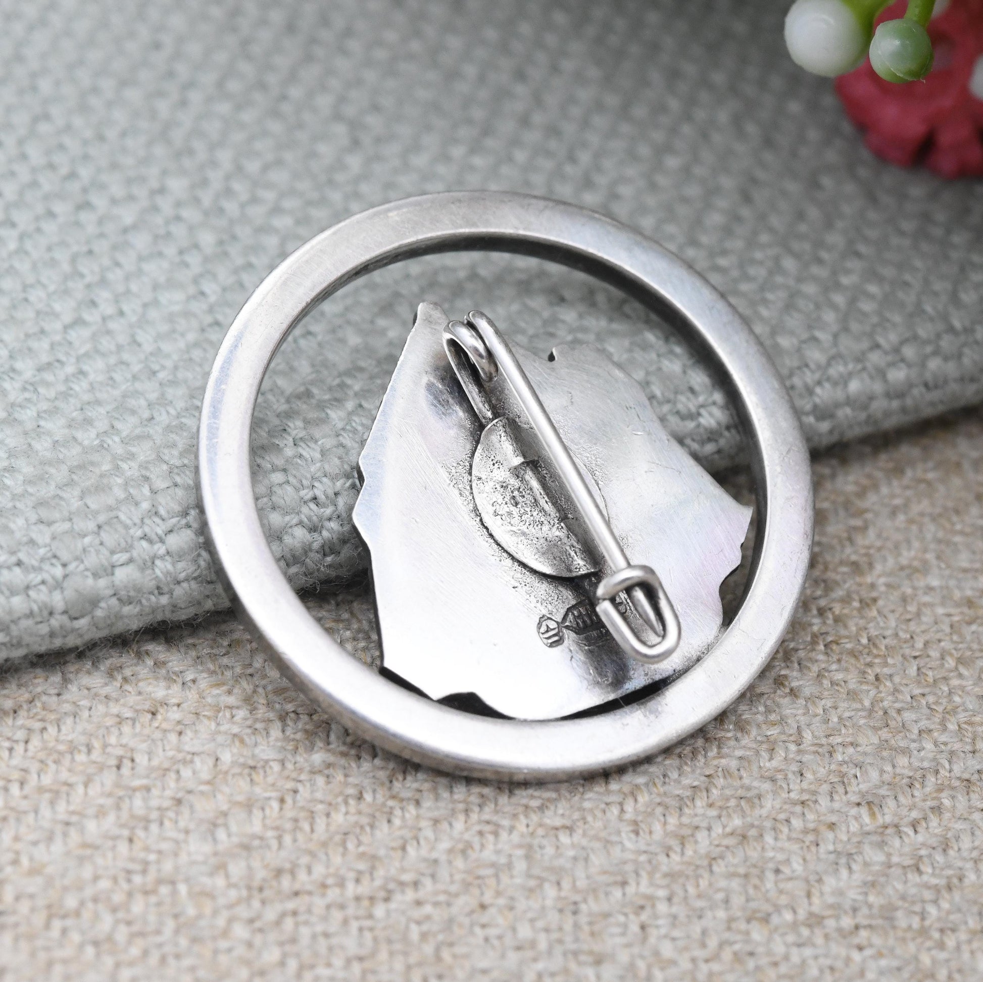 Vintage Dutch Silver Souvenir Brooch Lelystad Municipality Flevoland - Netherlands Holland Souvenir Jewellery | Rural Style Scene Lelustad