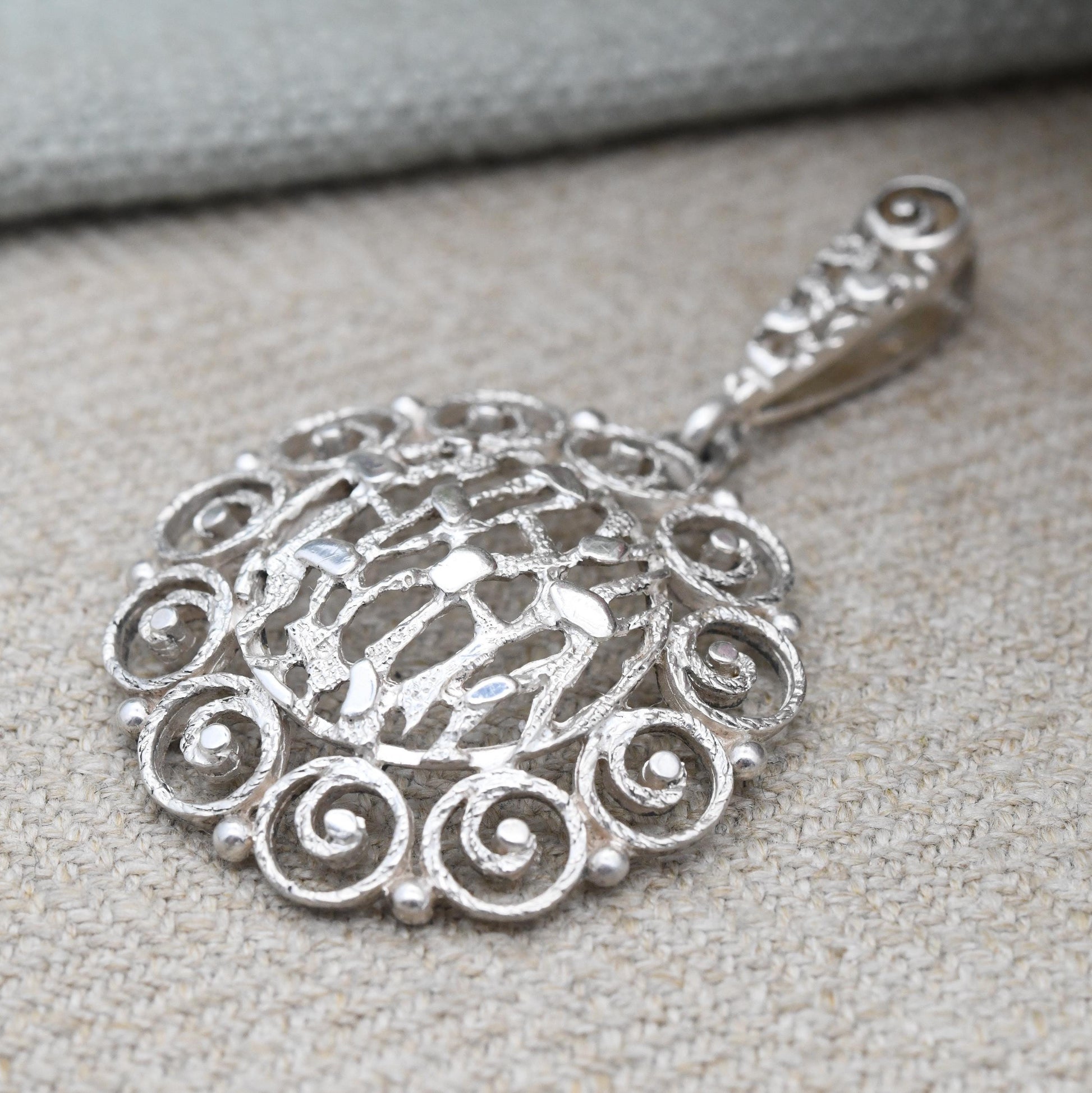 Vintage Brutalist Sterling Silver Pendant Mid-Century Abstract Openwork Design - Solid Silver Statement Jewellery | Textured Nugget Style