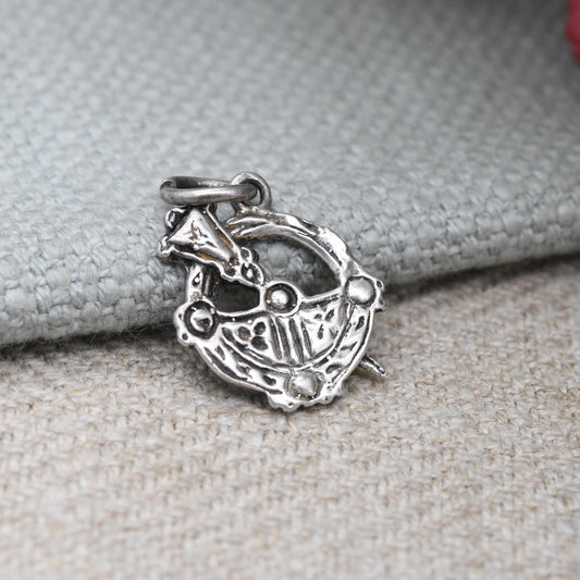 Vintage Sterling Silver Celtic Brooch Charm Pendant - Irish Tara Brooch Penannular Style Annular | Souvenir Gift for Charm Bracelet