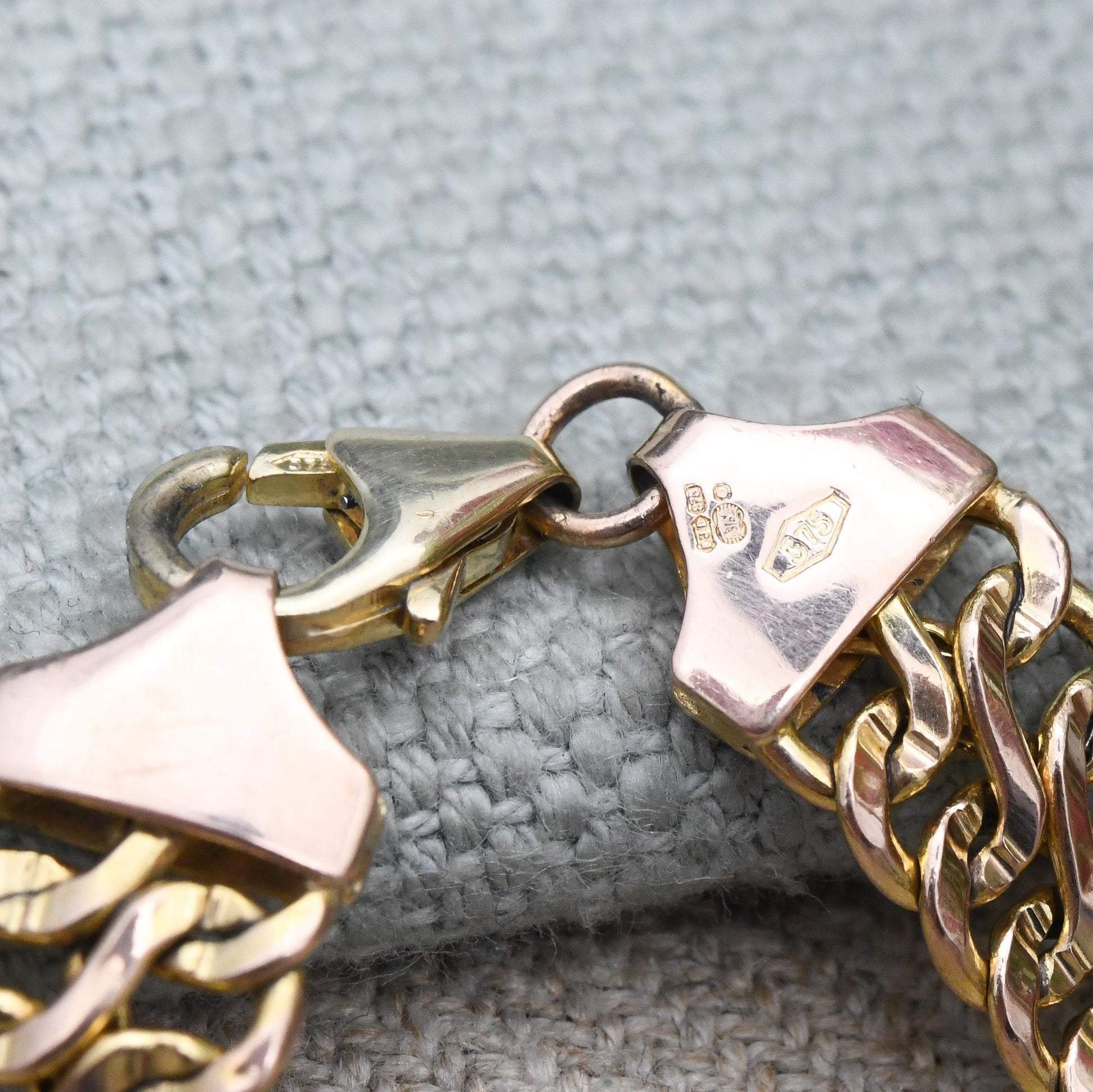 Vintage 9ct Gold Curb Link Chain Bracelet - Solid Yellow Gold Jewellery Gift for Him | Double Curb Flat Link Everyday Bracelet | 7.5" 19cm