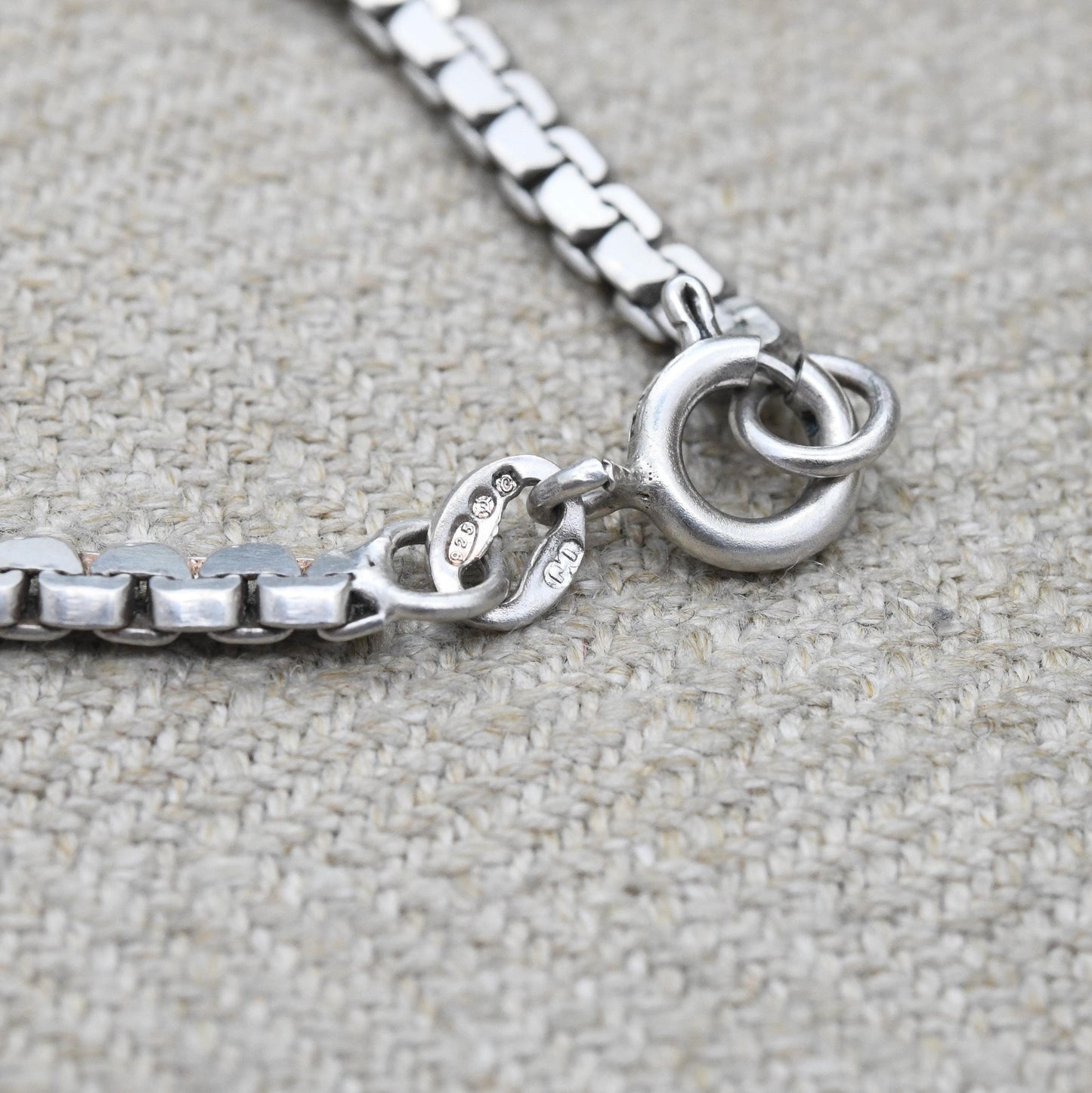 Vintage Sterling Silver Flat Box Chain Necklace - Quality Solid Silver Necklace Unisex Design | 17"