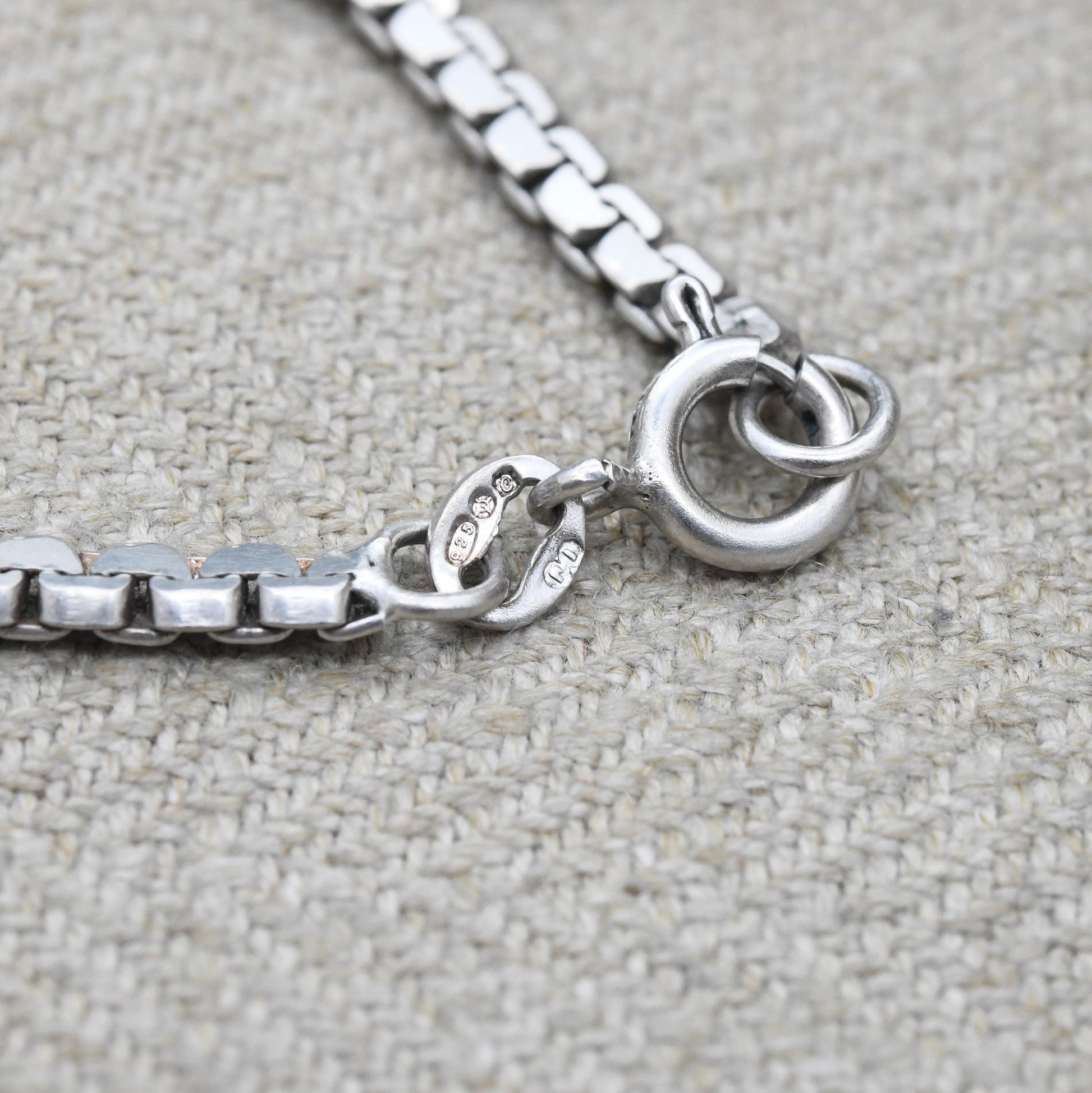Vintage Sterling Silver Flat Box Chain Necklace - Quality Solid Silver Necklace Unisex Design | 17"