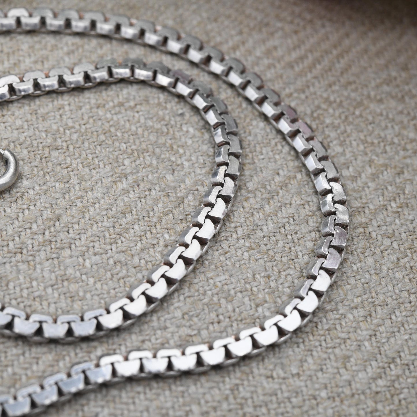 Vintage Sterling Silver Flat Box Chain Necklace - Quality Solid Silver Necklace Unisex Design | 17"