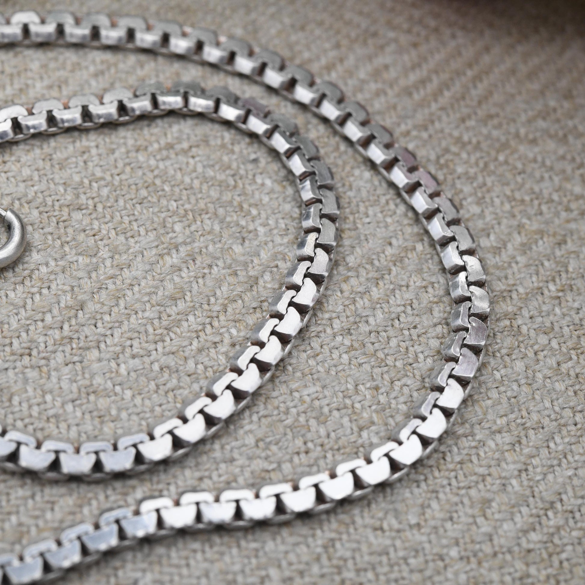 Vintage Sterling Silver Flat Box Chain Necklace - Quality Solid Silver Necklace Unisex Design | 17"