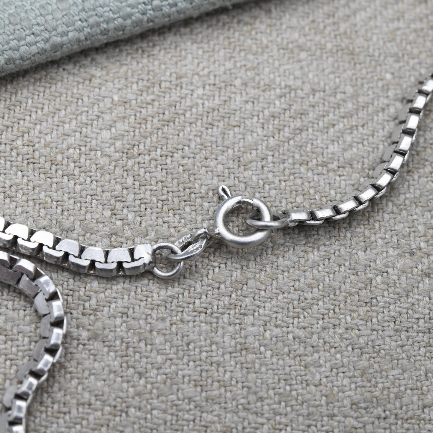 Vintage Sterling Silver Flat Box Chain Necklace - Quality Solid Silver Necklace Unisex Design | 17"