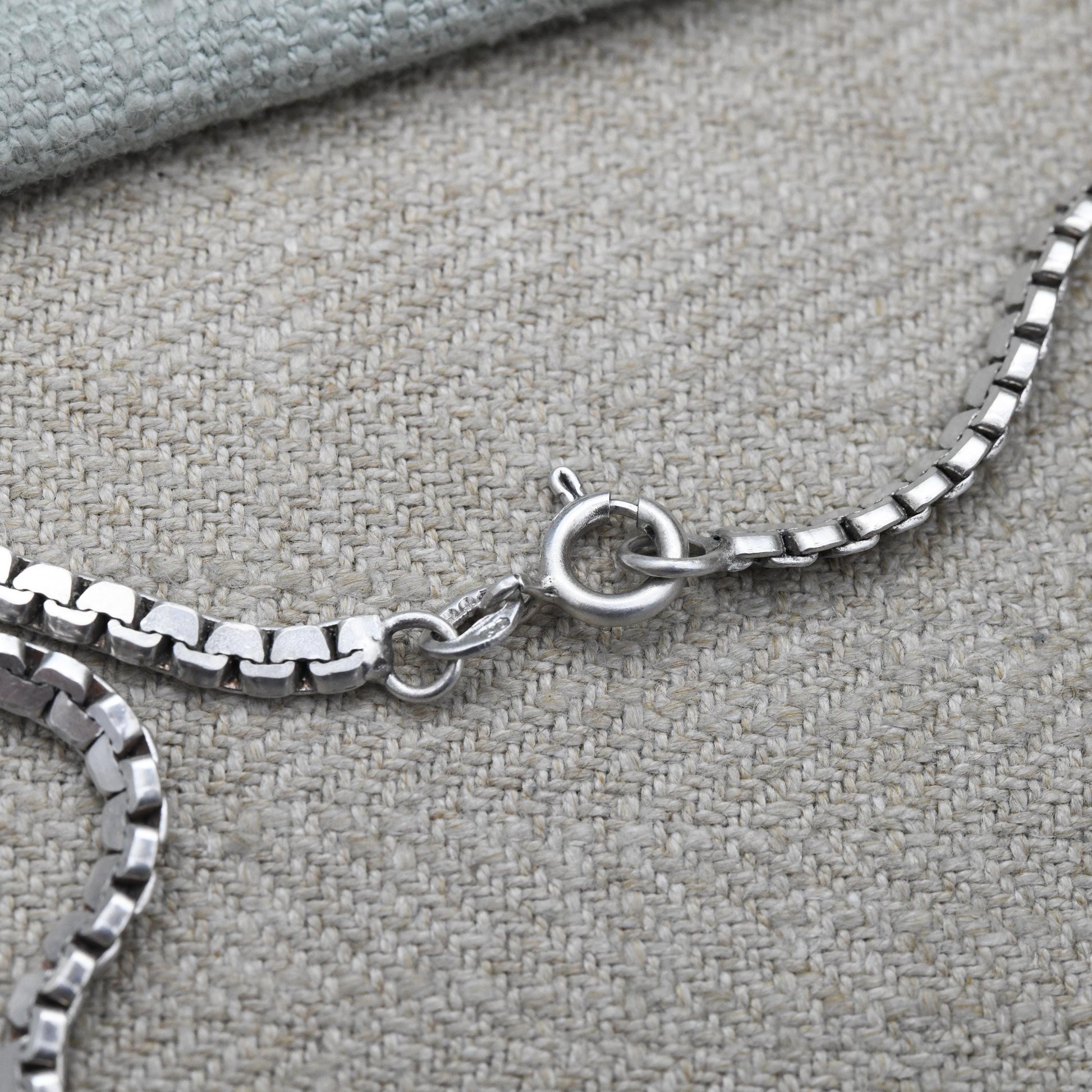 Vintage Sterling Silver Flat Box Chain Necklace - Quality Solid Silver Necklace Unisex Design | 17"