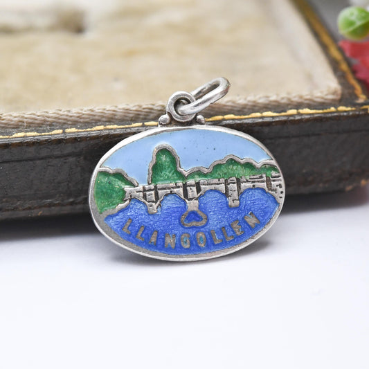 Vintage Sterling Silver Llangollen Charm Pendant - Wales | Clywd | Welsh Tourist Travel | Souvenir Gift for Charm Bracelet