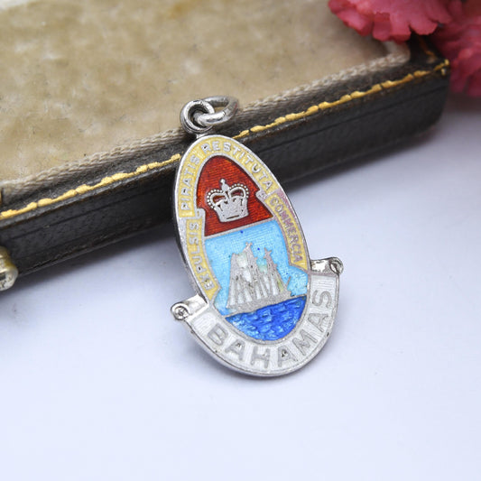 Vintage Sterling Silver Bahamas Charm Pendant - Caribbean | Souvenir Gift for Charm Bracelet