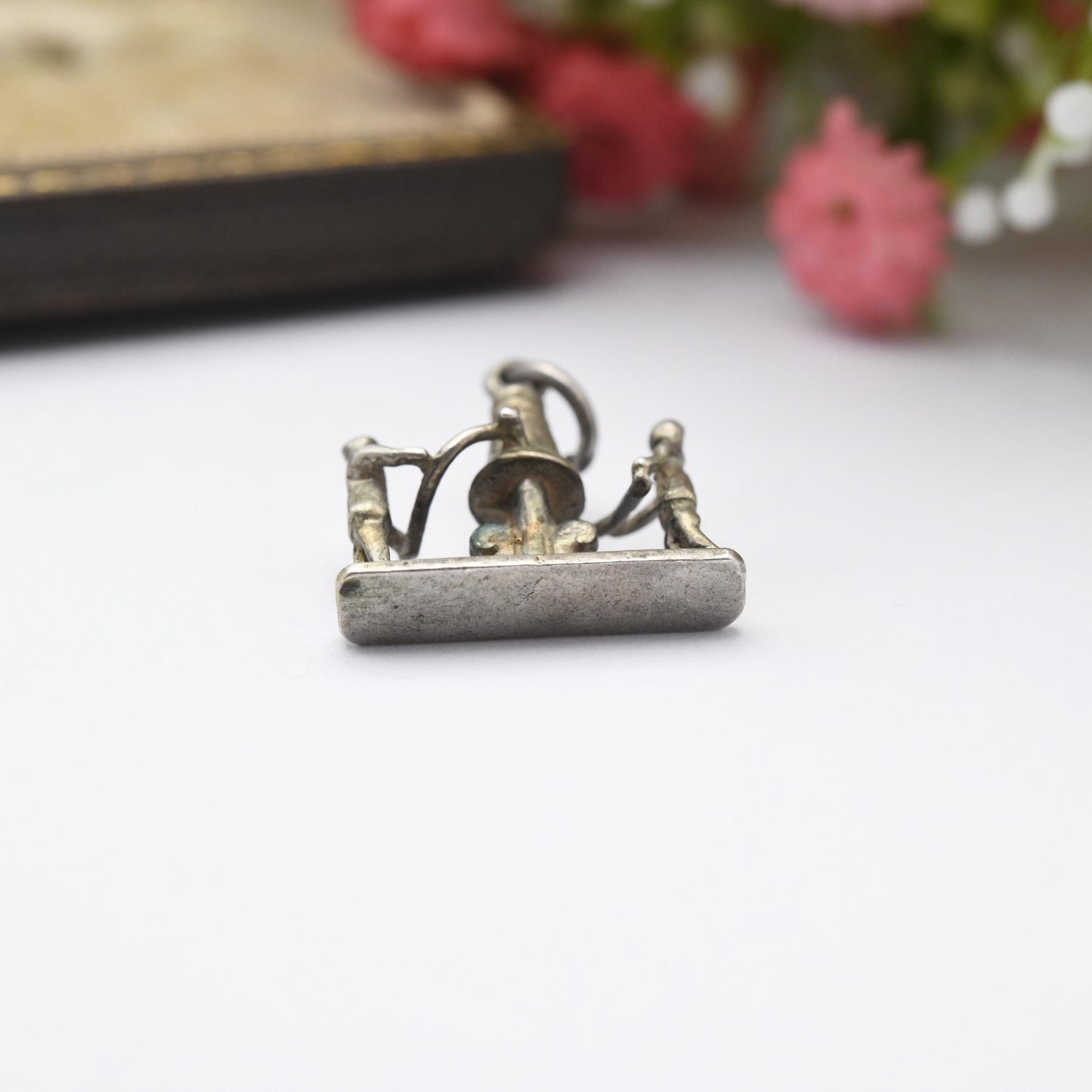 Vintage 800. Silver Bell Ringer Charm Pendant - Bells | Church | Music | Bells | Souvenir Gift for Charm Bracelet