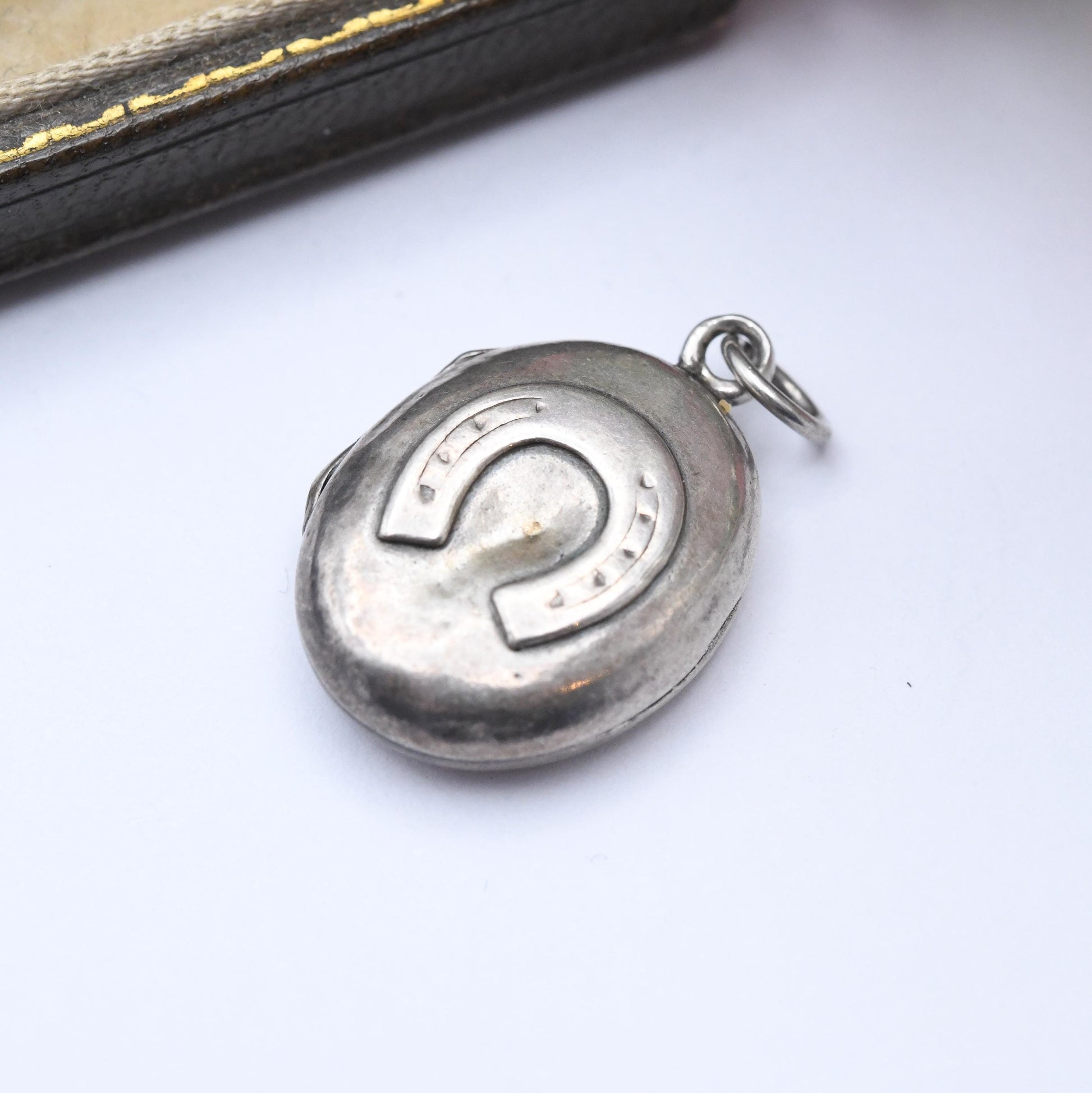 Antique Victorian Sterling Silver Horse Shoe Locket Charm Pendant 1887 - Sentimental | Mourning Jewellery | Gift for Pendant Necklace