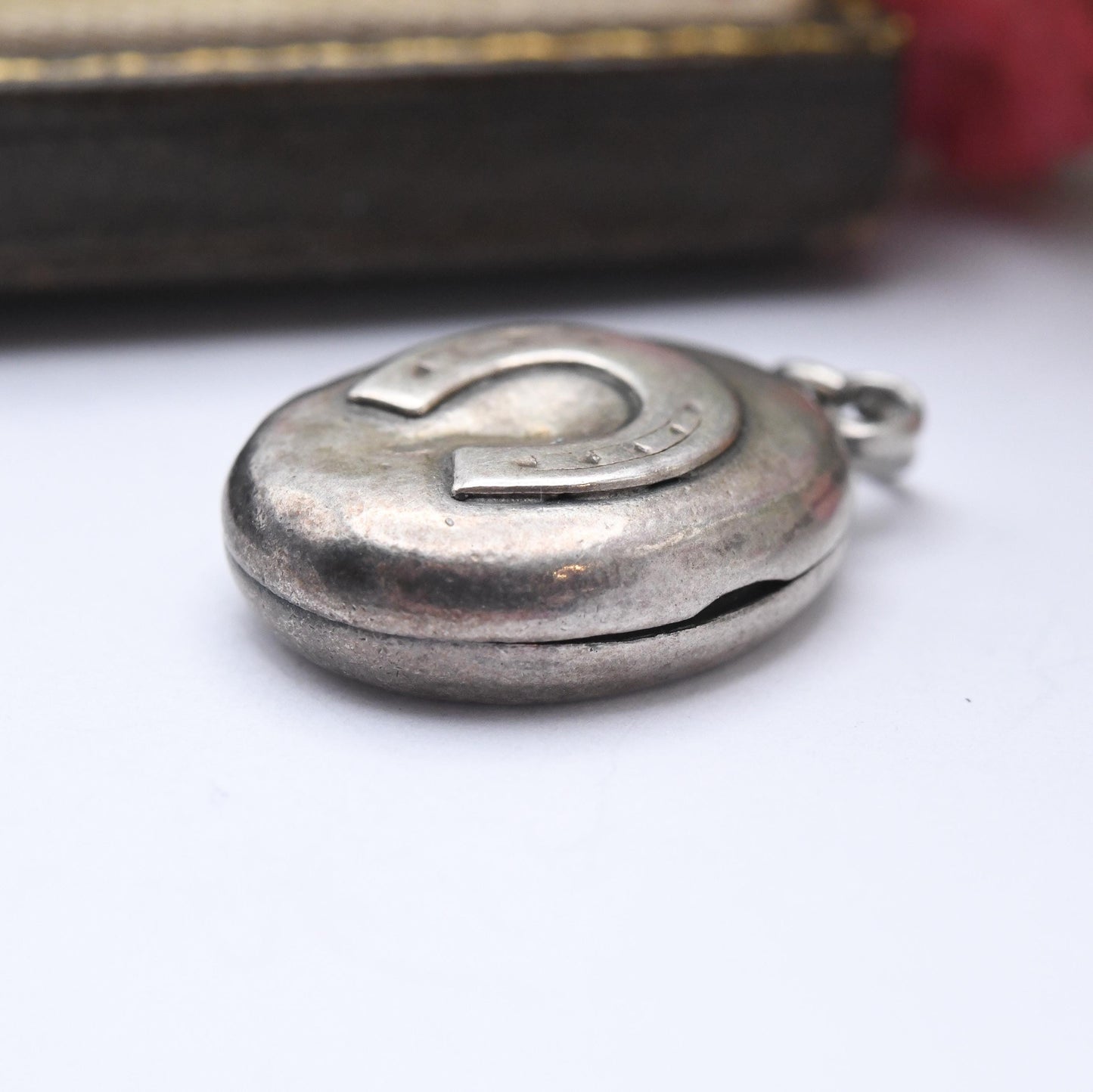 Antique Victorian Sterling Silver Horse Shoe Locket Charm Pendant 1887 - Sentimental | Mourning Jewellery | Gift for Pendant Necklace