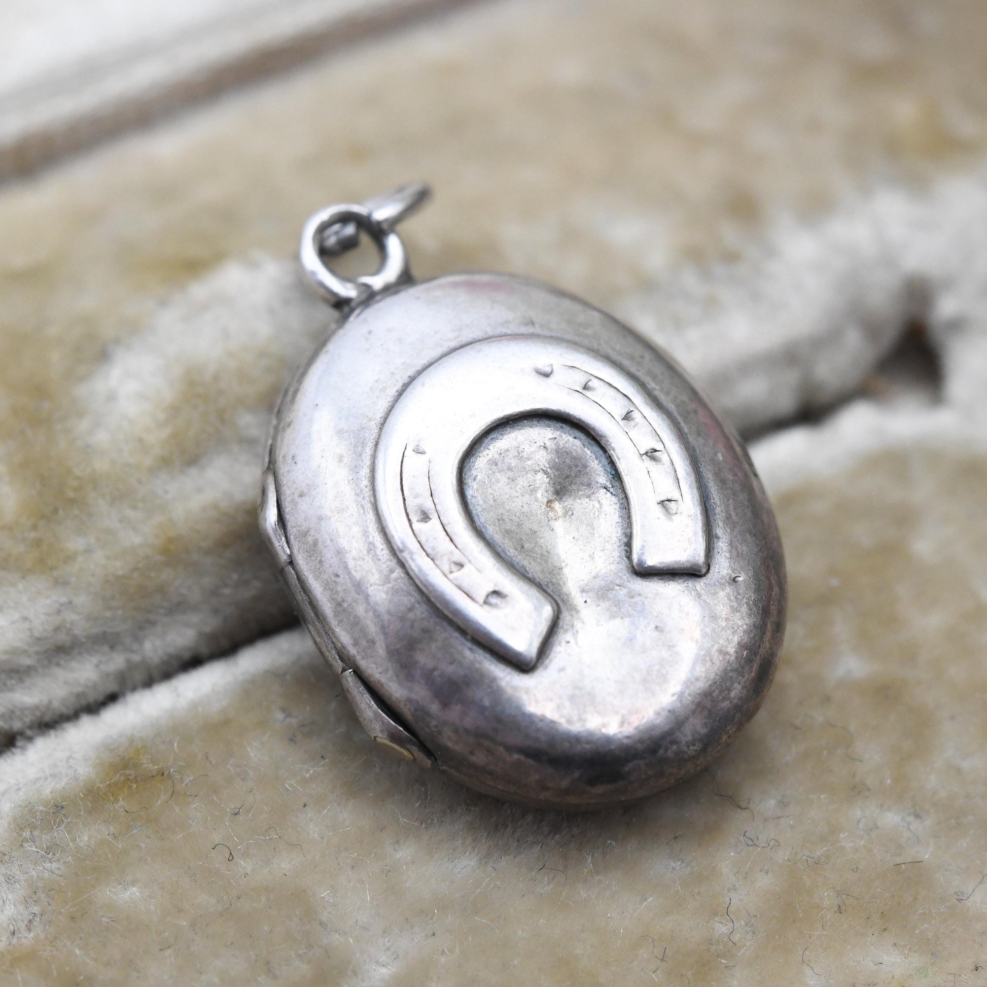 Antique Victorian Sterling Silver Horse Shoe Locket Charm Pendant 1887 - Sentimental | Mourning Jewellery | Gift for Pendant Necklace