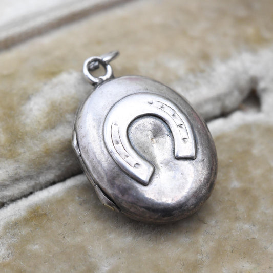 Antique Victorian Sterling Silver Horse Shoe Locket Charm Pendant 1887 - Sentimental | Mourning Jewellery | Gift for Pendant Necklace