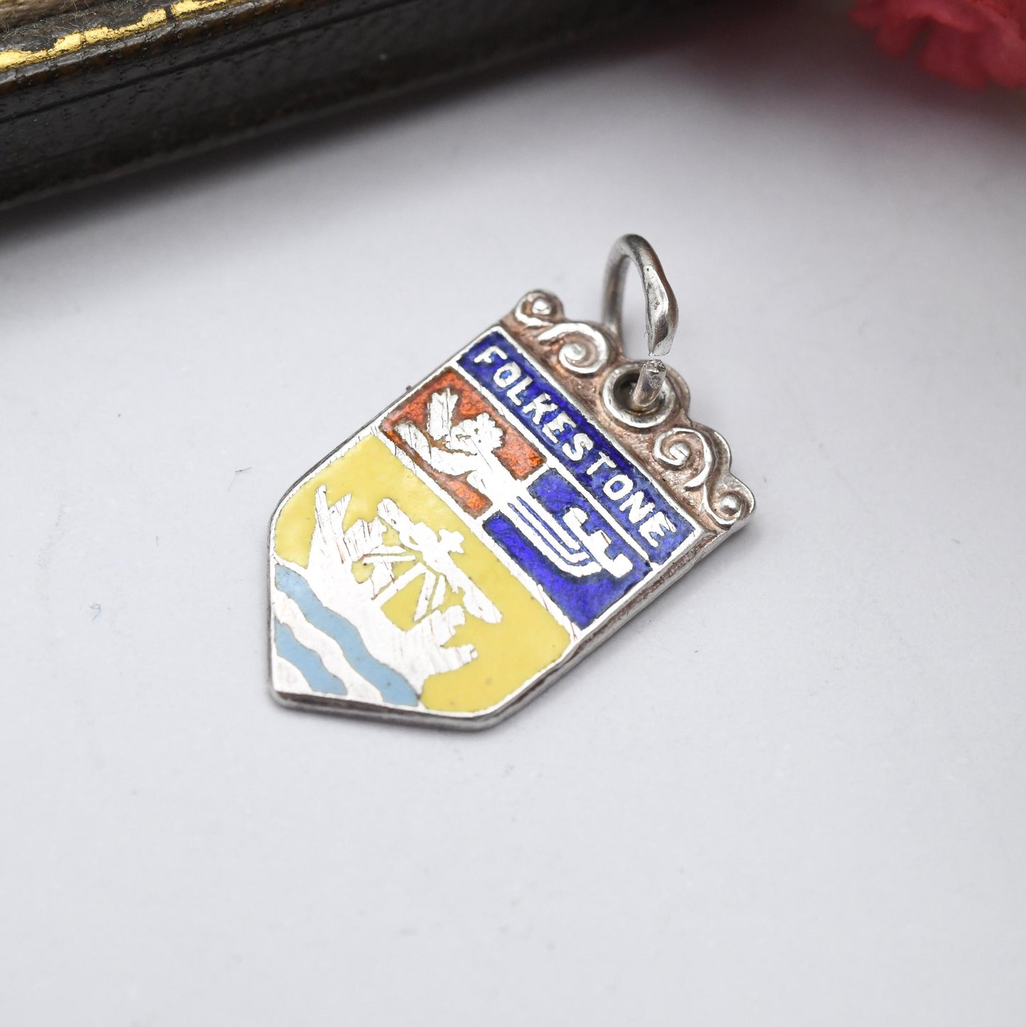 Vintage Sterling Silver Folkestone Charm Pendant - Kent | Souvenir Gift for Charm Bracelet