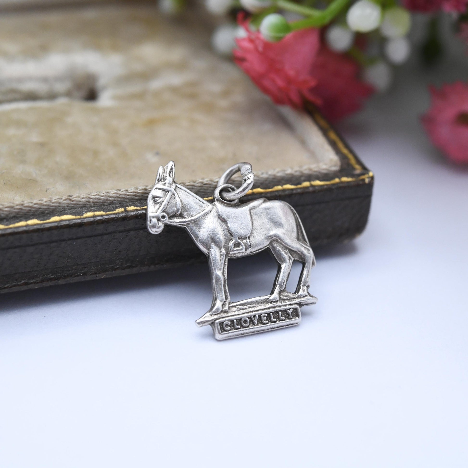 Vintage Sterling Silver Clovelly Charm Pendant - Devon Charm | Donkey | Souvenir Gift for Charm Bracelet