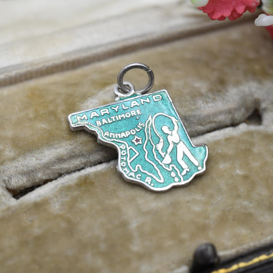 Vintage Sterling Silver Maryland Charm Pendant - Baltimore | Annapolis | American | Souvenir Gift for Charm Bracelet
