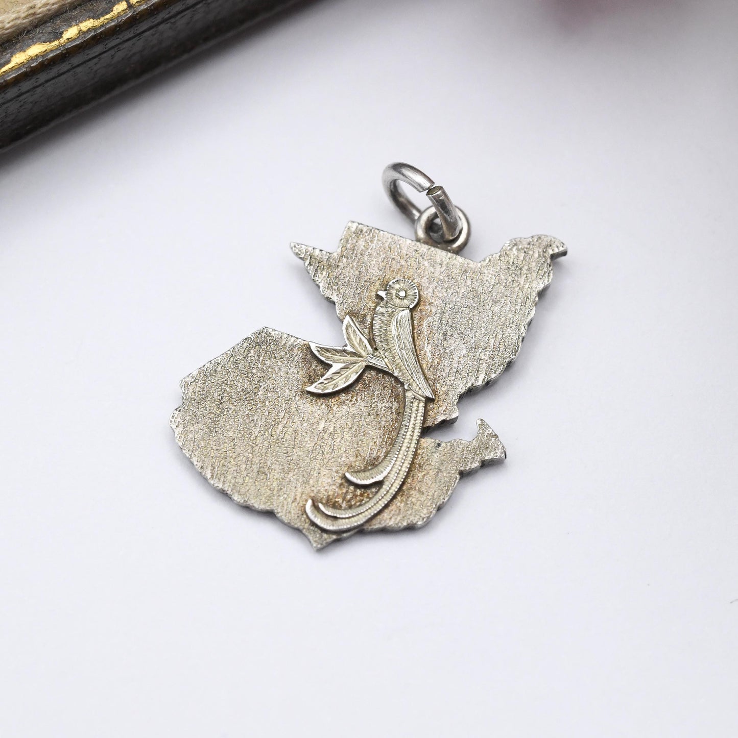 Vintage Sterling Silver Guatemala Bird of Paradise Charm Pendant - Resplendent Quetzal | Animal | Bird | Souvenir Gift for Charm Bracelet