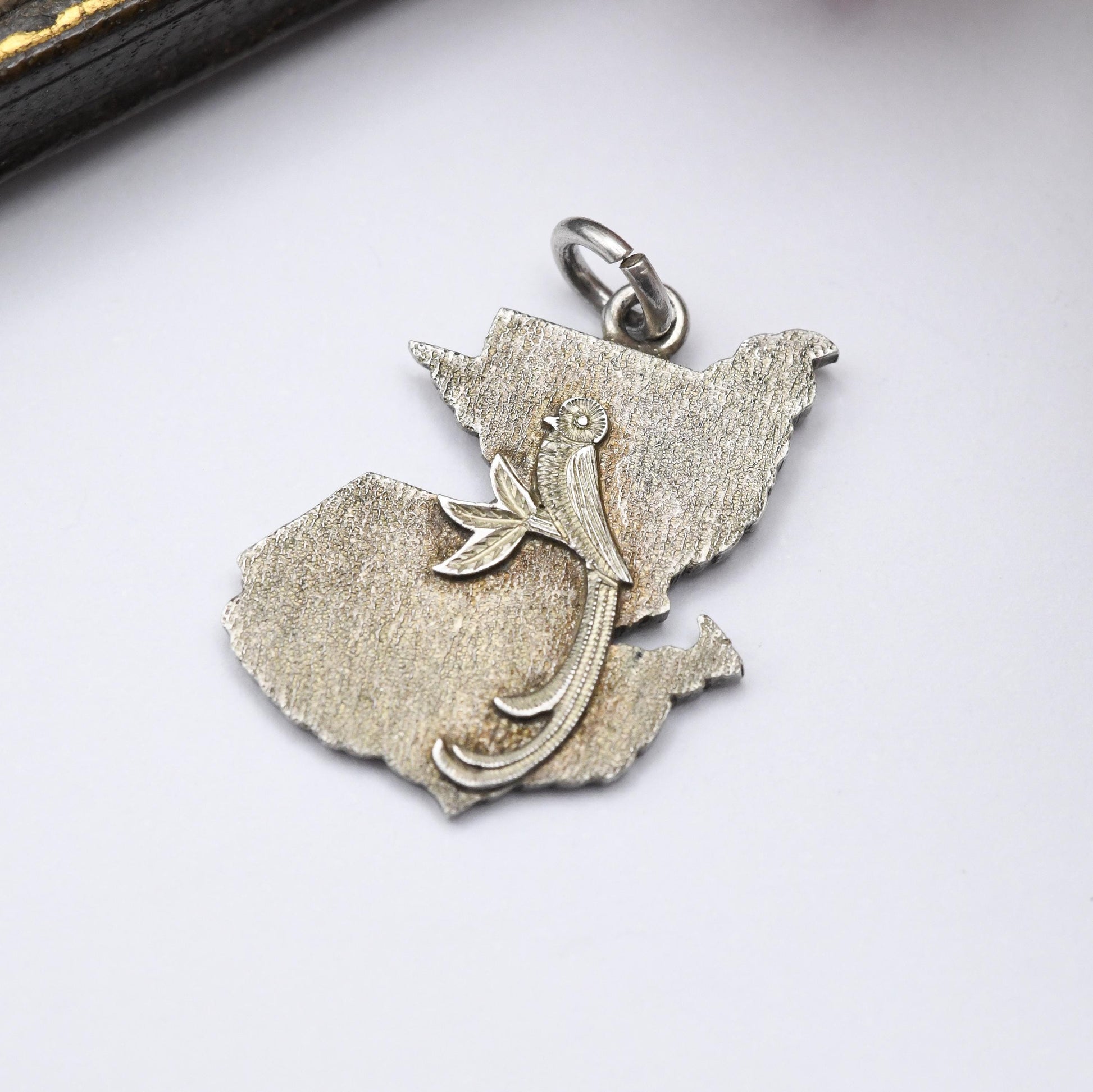 Vintage Sterling Silver Guatemala Bird of Paradise Charm Pendant - Resplendent Quetzal | Animal | Bird | Souvenir Gift for Charm Bracelet