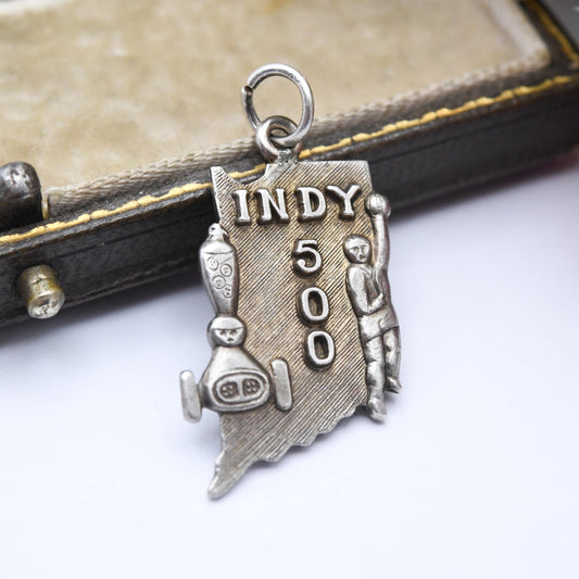 Vintage Sterling Silver Indy 500 Charm Pendant - Speedway | Indianapolis | Race Car | Souvenir Gift for Charm Bracelet