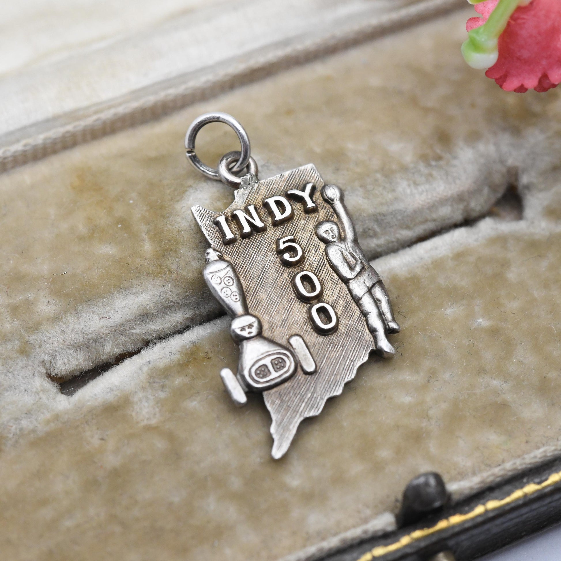 Vintage Sterling Silver Indy 500 Charm Pendant - Speedway | Indianapolis | Race Car | Souvenir Gift for Charm Bracelet
