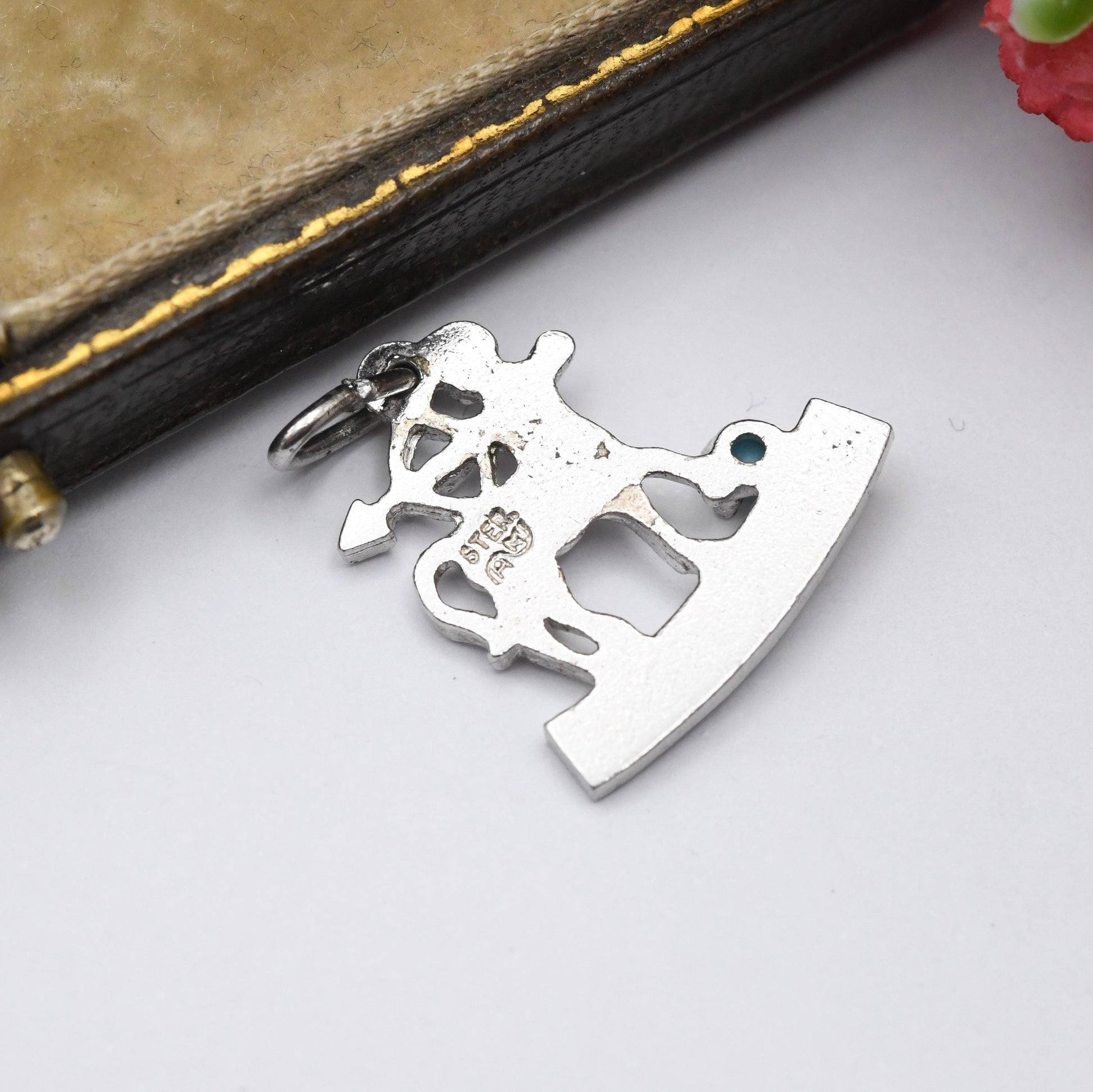 Vintage Sterling Silver and Small Blue Stone Sagittarius Charm Pendant - Astrology Zodiac Sign | November December | Gift for Charm Bracelet