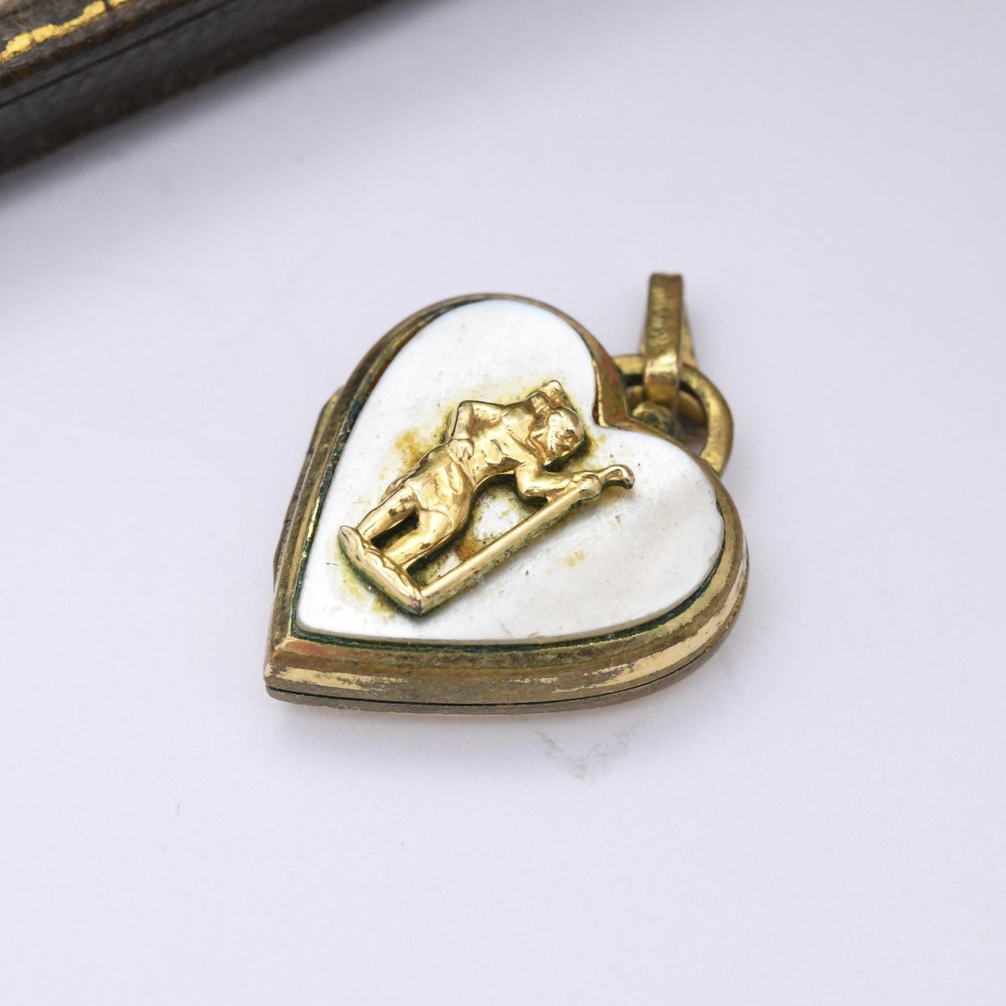 Vintage Rodi Wienenberger Heart Locket Rolled Gold Mother of Pearl St Christopher Pendant - RW Rowi | Photo Necklace c. 1960s Jewellery