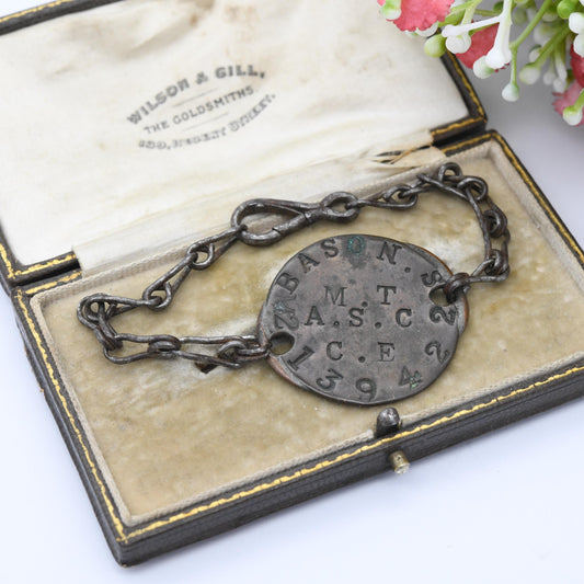 Antique Trench Art Dog Tag Bracelet 1870 Battle of Sedan Franco Prussian War - Satirical Coin Engraved Coin 10 Centimes | Bason MT ASC CE