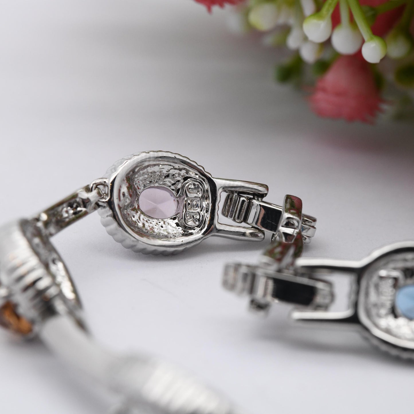 Vintage Camrose & Kross JBK Multicolour Crystal Bracelet Jacqueline Bouvier Kennedy - Pastel Rainbow Swarovski Crystals | Platinum Plated