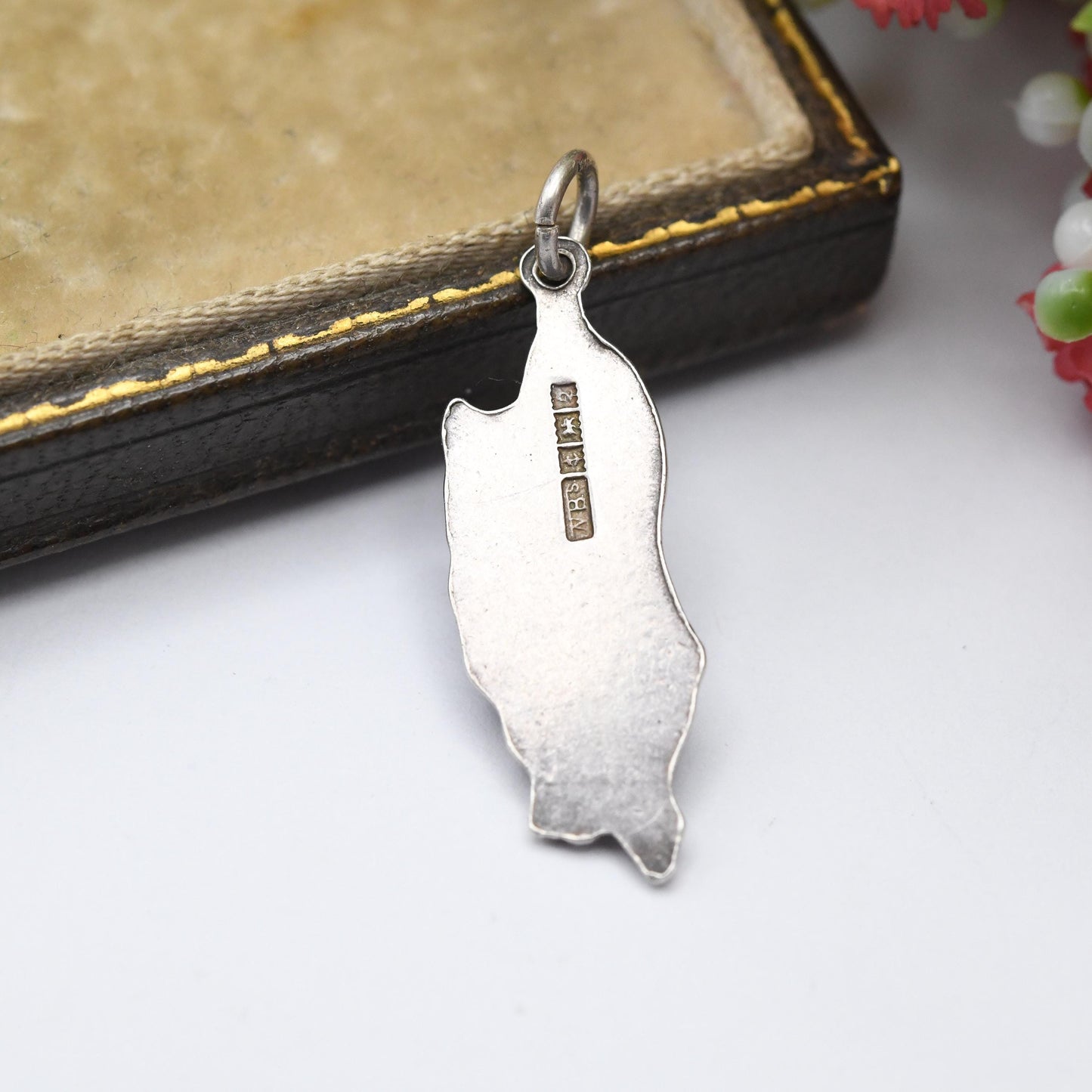 Vintage Sterling Silver Isle of Man Charm Pendant - Blue Enamel | British | Travel Tourism | Souvenir Gift for Charm Bracelet