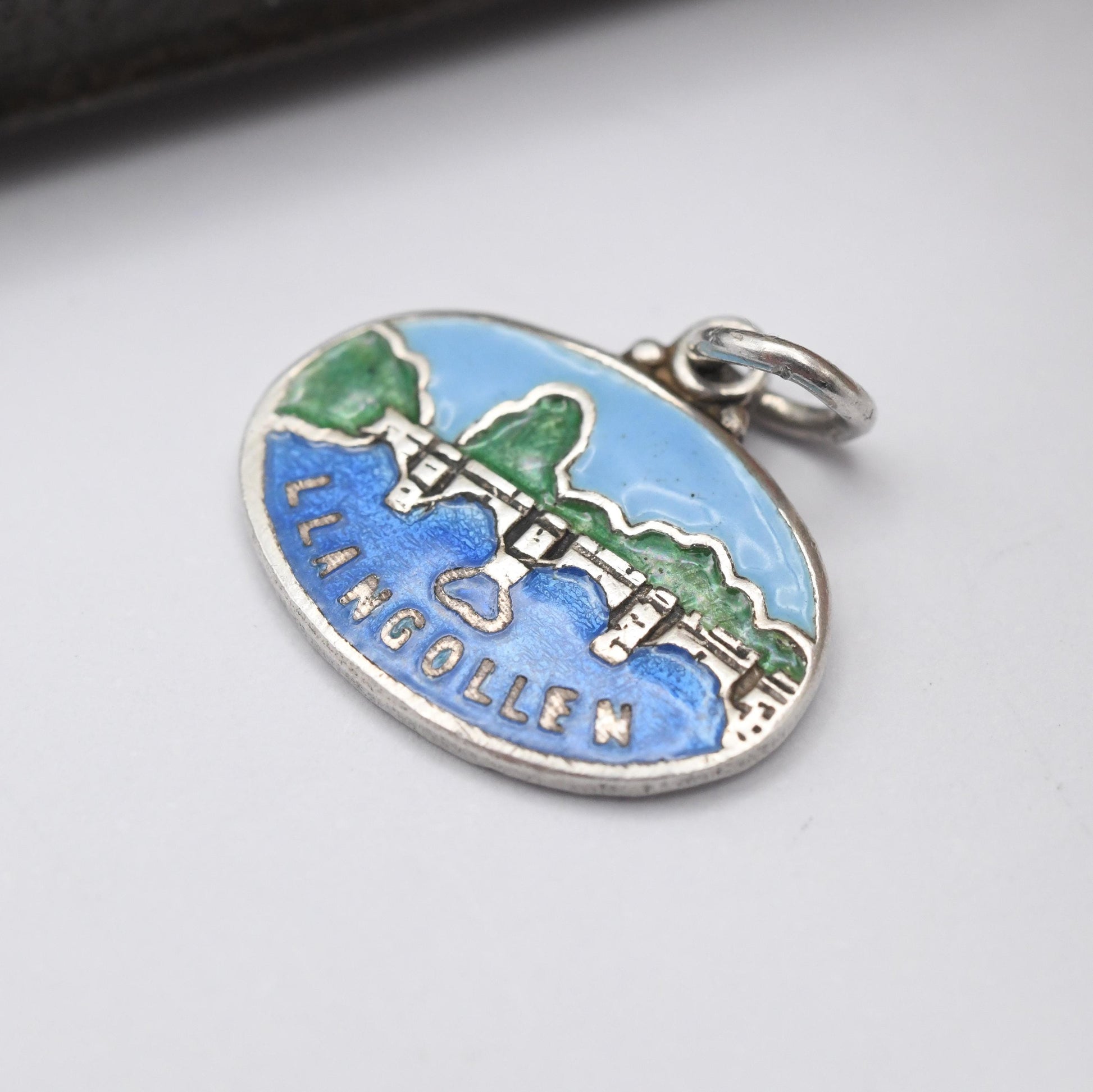 Vintage Sterling Silver Llangollen Charm Pendant - Wales | Clywd | Welsh Tourist Travel | Souvenir Gift for Charm Bracelet