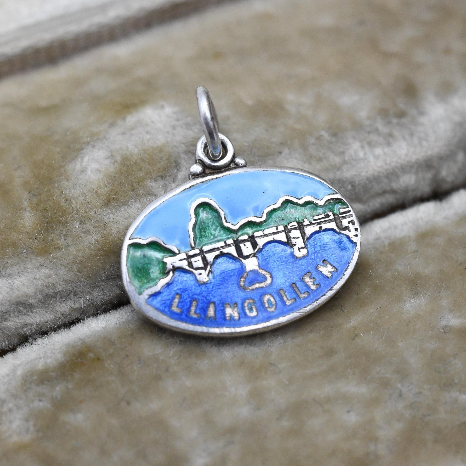 Vintage Sterling Silver Llangollen Charm Pendant - Wales | Clywd | Welsh Tourist Travel | Souvenir Gift for Charm Bracelet