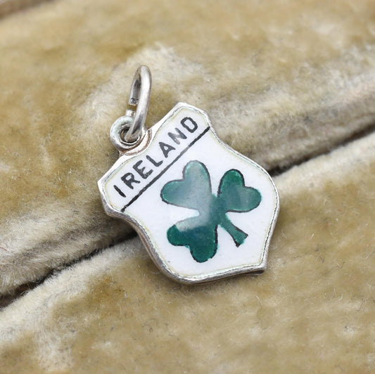 Vintage Sterling Silver Ireland Charm Pendant - Clover | Republic of Ireland | Souvenir Gift for Charm Bracelet