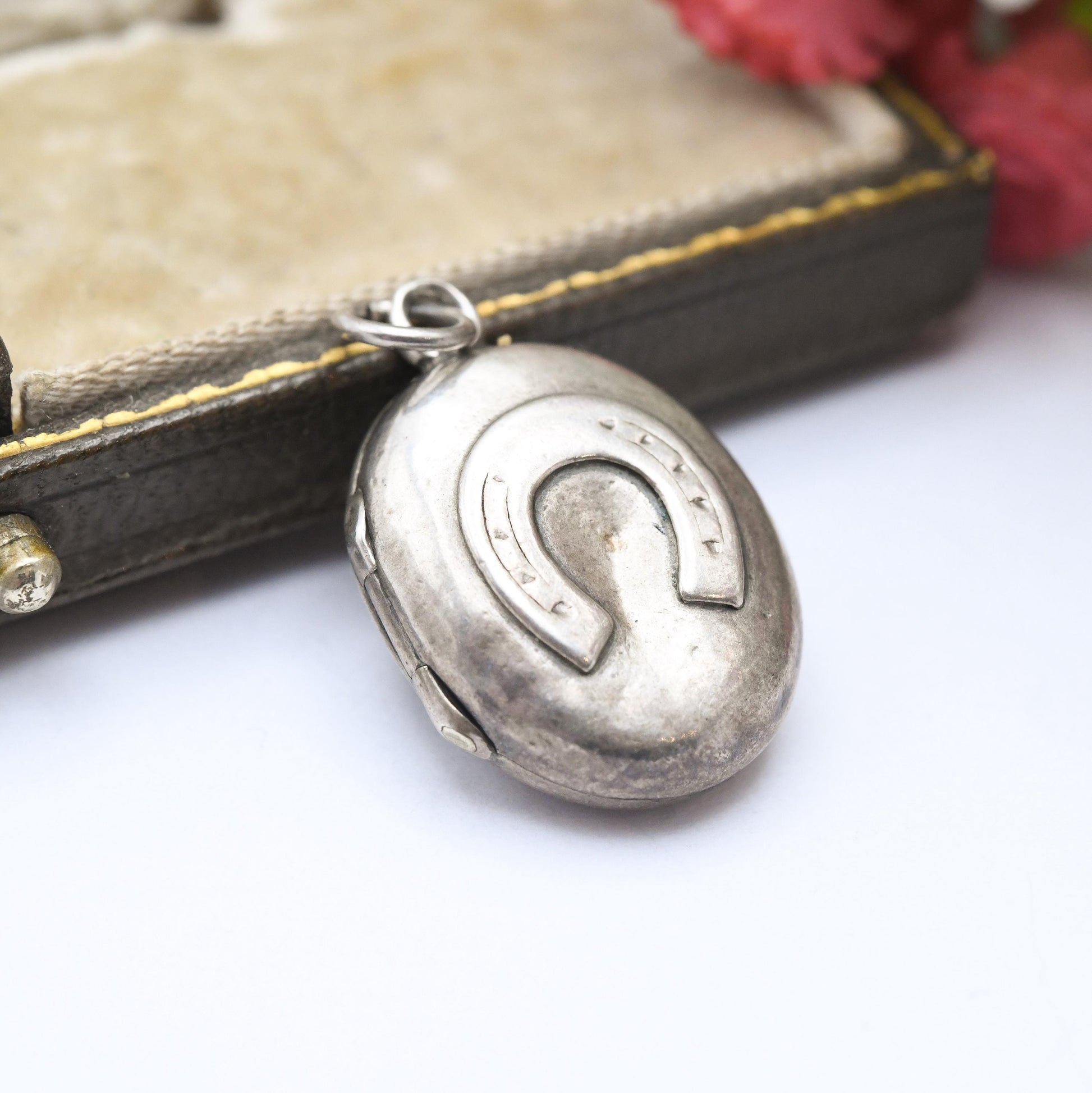 Antique Victorian Sterling Silver Horse Shoe Locket Charm Pendant 1887 - Sentimental | Mourning Jewellery | Gift for Pendant Necklace