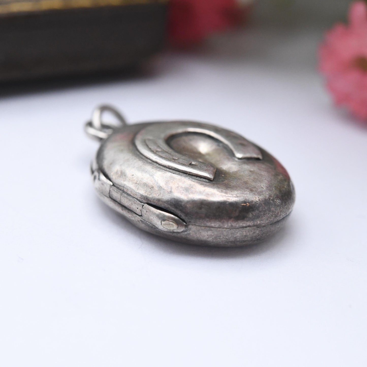 Antique Victorian Sterling Silver Horse Shoe Locket Charm Pendant 1887 - Sentimental | Mourning Jewellery | Gift for Pendant Necklace