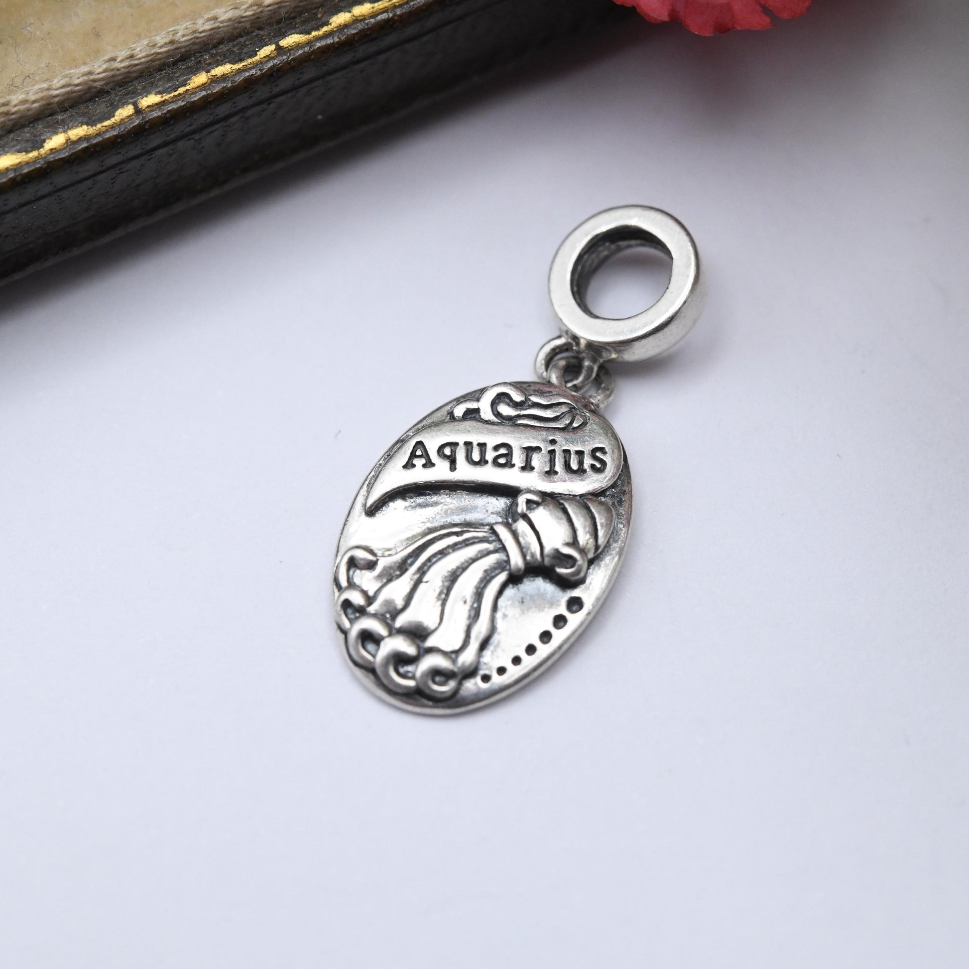 Vintage Chamilia Sterling Silver Aquarius Charm Pendant - Astrology Star Sign | January February Birthday | Souvenir Gift for Bracelet
