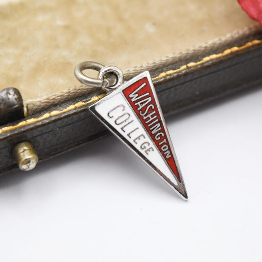 Vintage Sterling Silver Washington College Charm Pendant - Maryland University | Souvenir Gift for Charm Bracelet