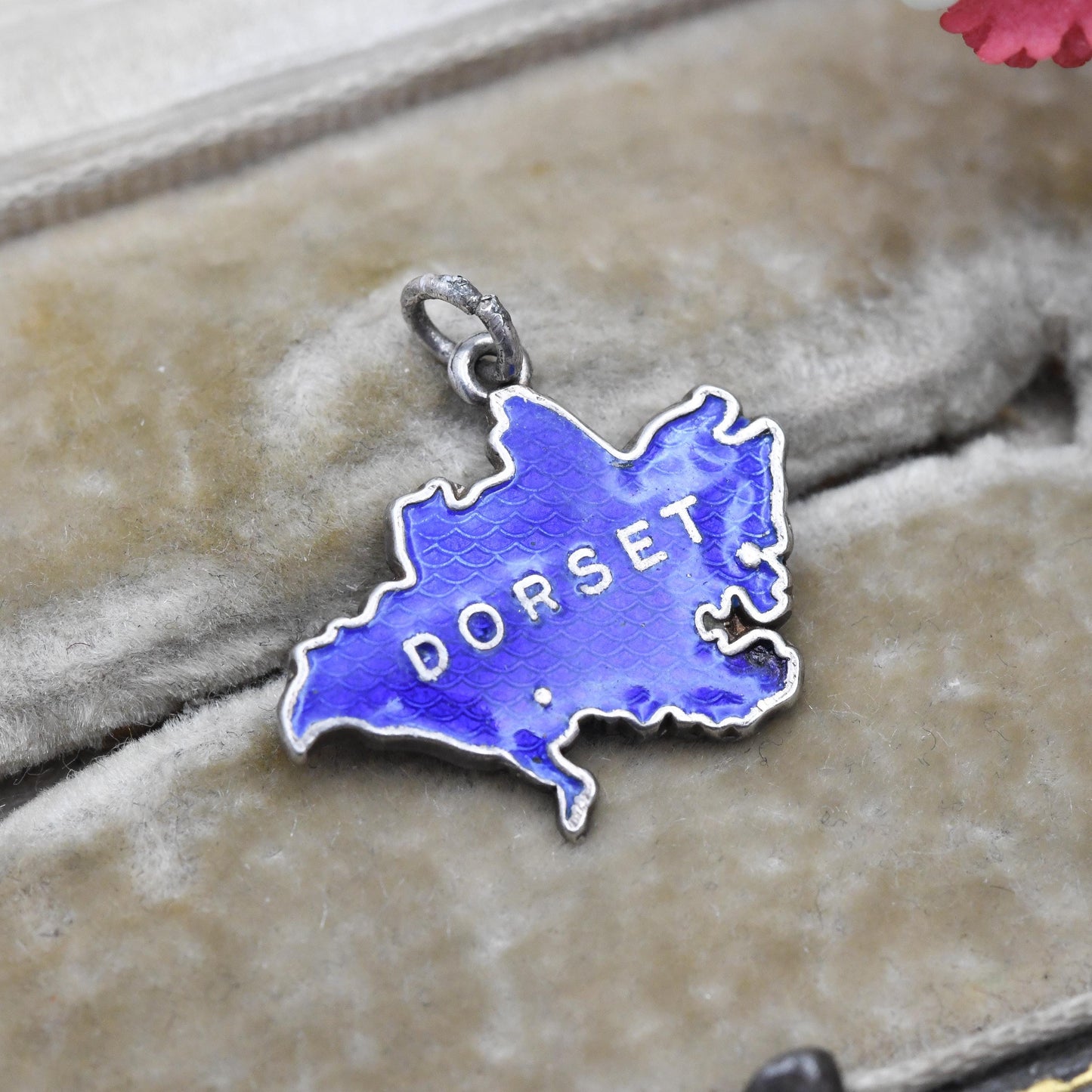 Vintage Sterling Silver Dorset Charm Pendant - Travel | Blue Enamel | England | UK | Souvenir Gift for Charm Bracelet