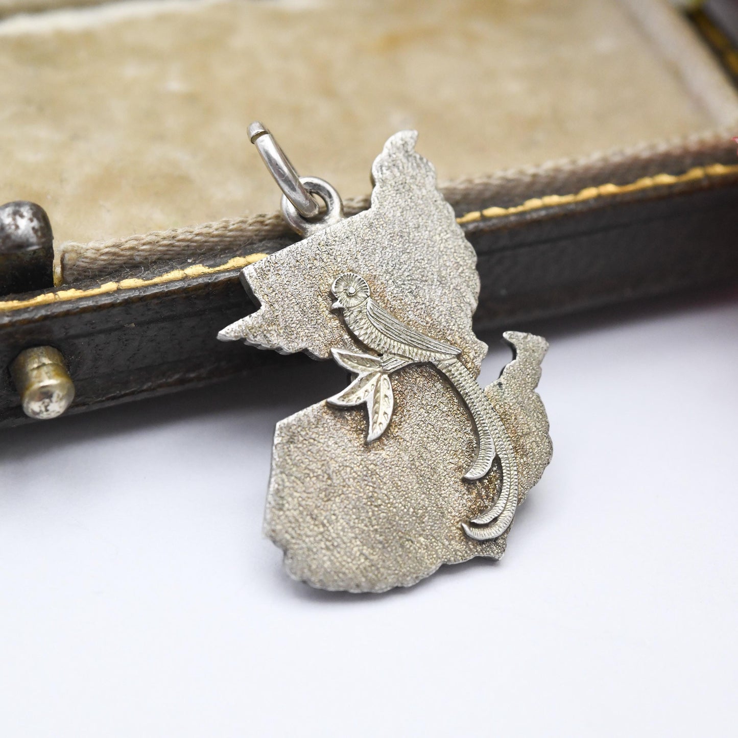 Vintage Sterling Silver Guatemala Bird of Paradise Charm Pendant - Resplendent Quetzal | Animal | Bird | Souvenir Gift for Charm Bracelet