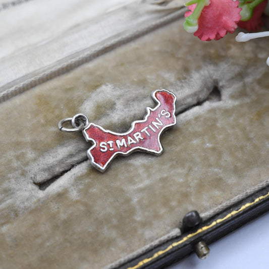 Vintage Sterling Silver St Martin's Charm Pendant - Isles of Scilly | Souvenir Gift for Charm Bracelet