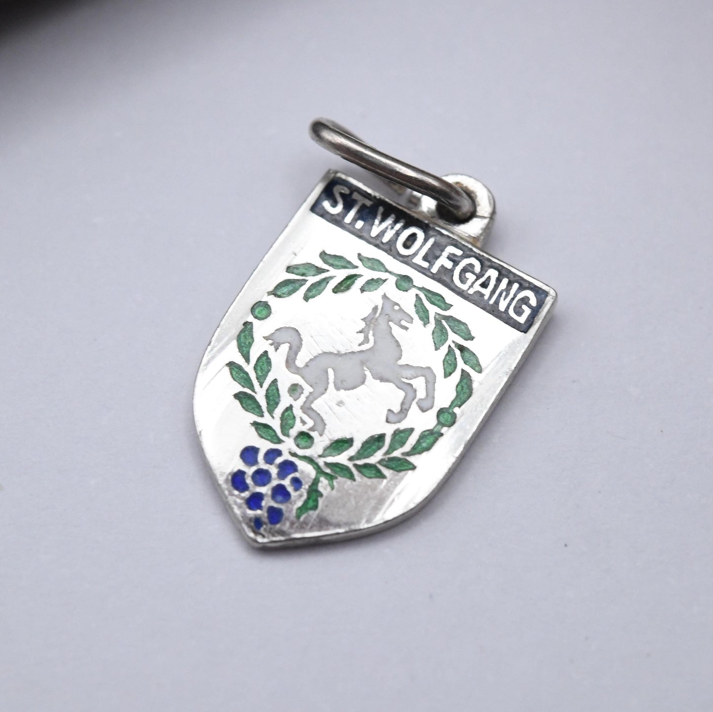 Vintage 800. Silver Saint Wolfgang Charm Pendant - Im Salzkammergut | Austria | Wolfangsee | Europe | Souvenir Gift for Charm Bracelet