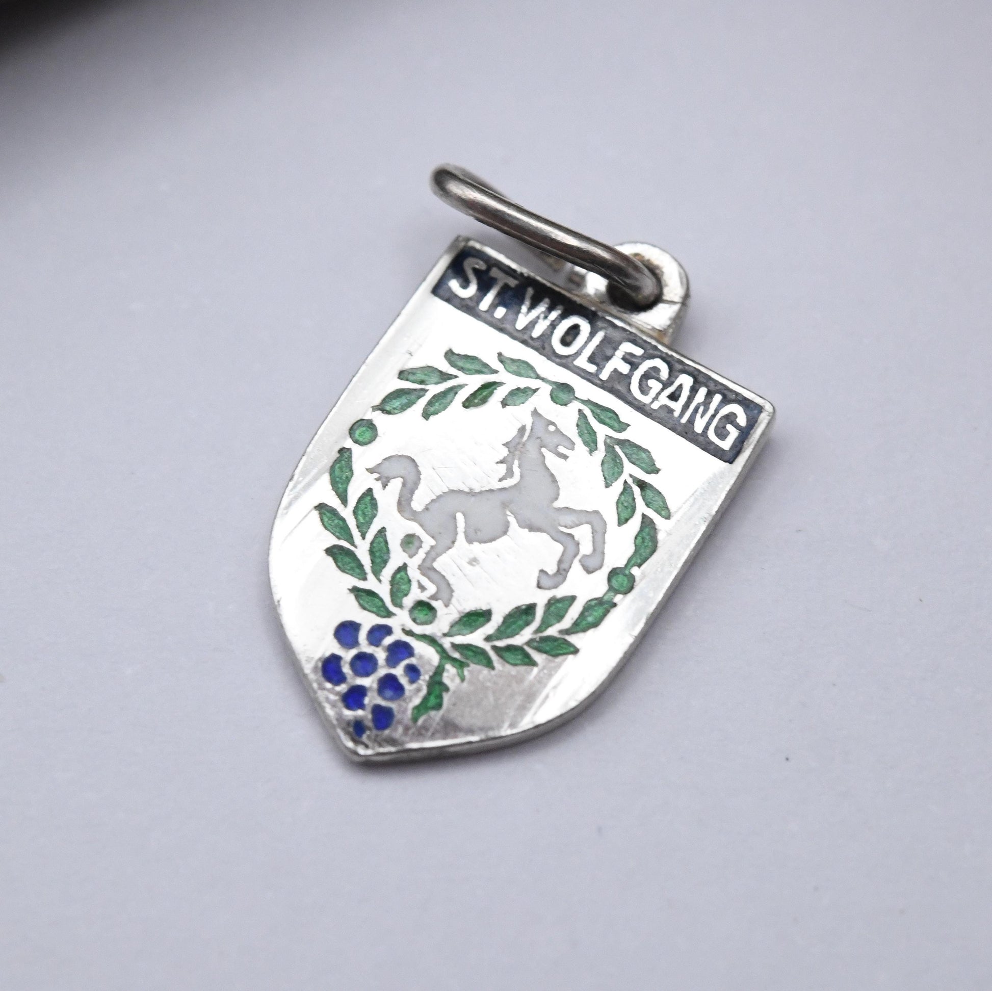 Vintage 800. Silver Saint Wolfgang Charm Pendant - Im Salzkammergut | Austria | Wolfangsee | Europe | Souvenir Gift for Charm Bracelet