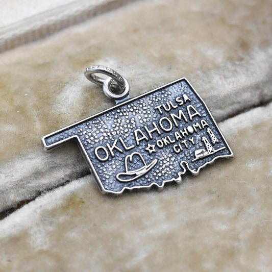 Vintage Sterling Silver Tulsa Oklahoma City Charm Pendant - American State Charm | Souvenir Gift for Charm Bracelet