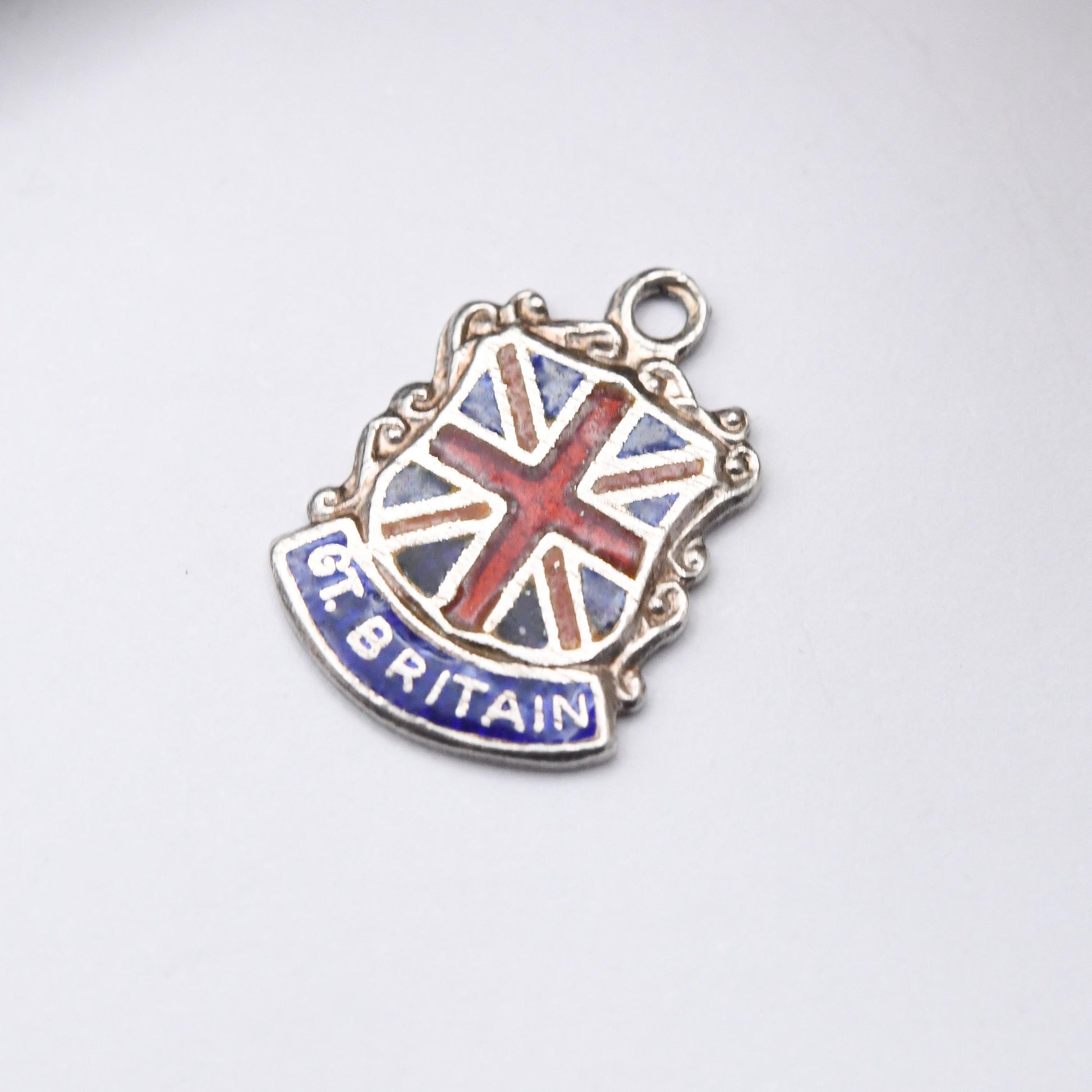 Vintage Sterling Silver & Enamel Great Britain Charm Pendant - Souvenir Gift for Charm Bracelet