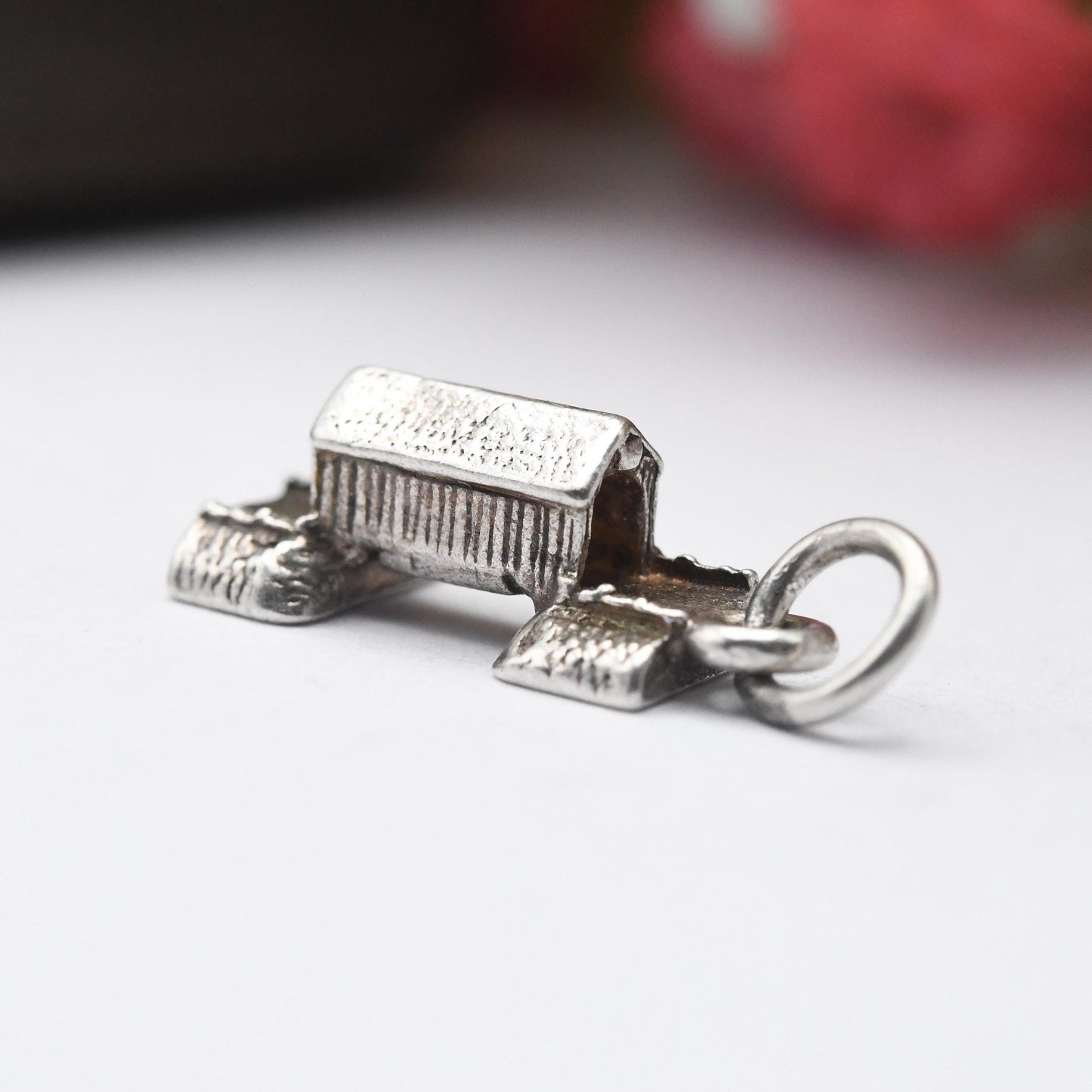 Vintage Sterling Silver Covered Bridge Charm Pendant - America | USA | Travel Charm | Tourist | Souvenir Gift for Charm Bracelet