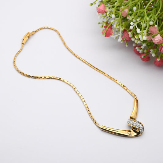 Vintage Attwood and Sawyer Necklace Gold Plated Crystal Twist Design A&S - Designer High Quality Gold Tone Mid-Century Costume Jewellery