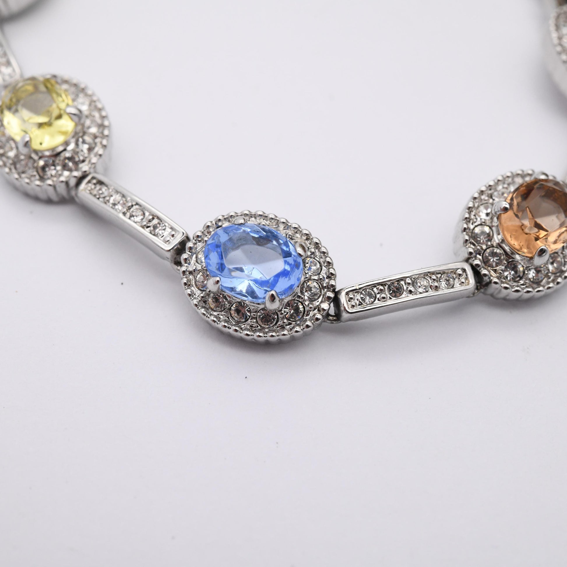 Vintage Camrose & Kross JBK Multicolour Crystal Bracelet Jacqueline Bouvier Kennedy - Pastel Rainbow Swarovski Crystals | Platinum Plated