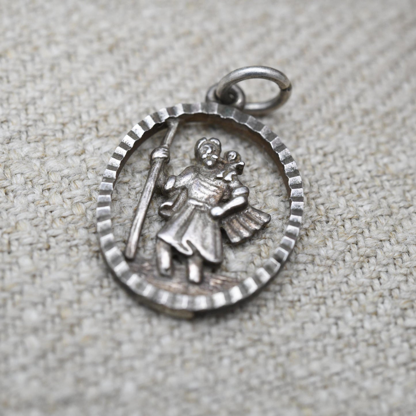 Vintage Sterling Silver St. Christopher Pendant Mid-Century - Openwork Saint of Travelling | Christian Religious Detailed Jewellery Gift